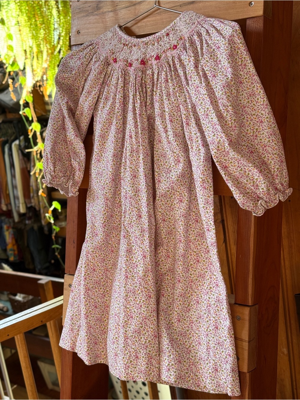 RARE Vtg 80s Carriage Boutiques 100% Cotton Hand Smocked Bishop Dress 4T - Picture 6 of 12